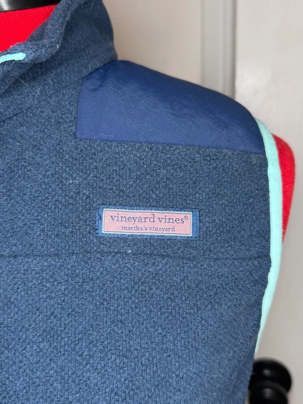 Vineyard Vines Youth Fleece Full Zip Vest Navy Light Blue Pink Kids XL Pockets